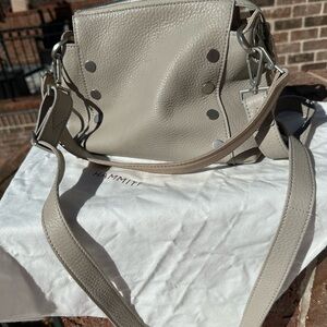 Hammitt  Bryant, $375 Leather Crossbody Bag. NWOT. Light gray. Silver grommets.